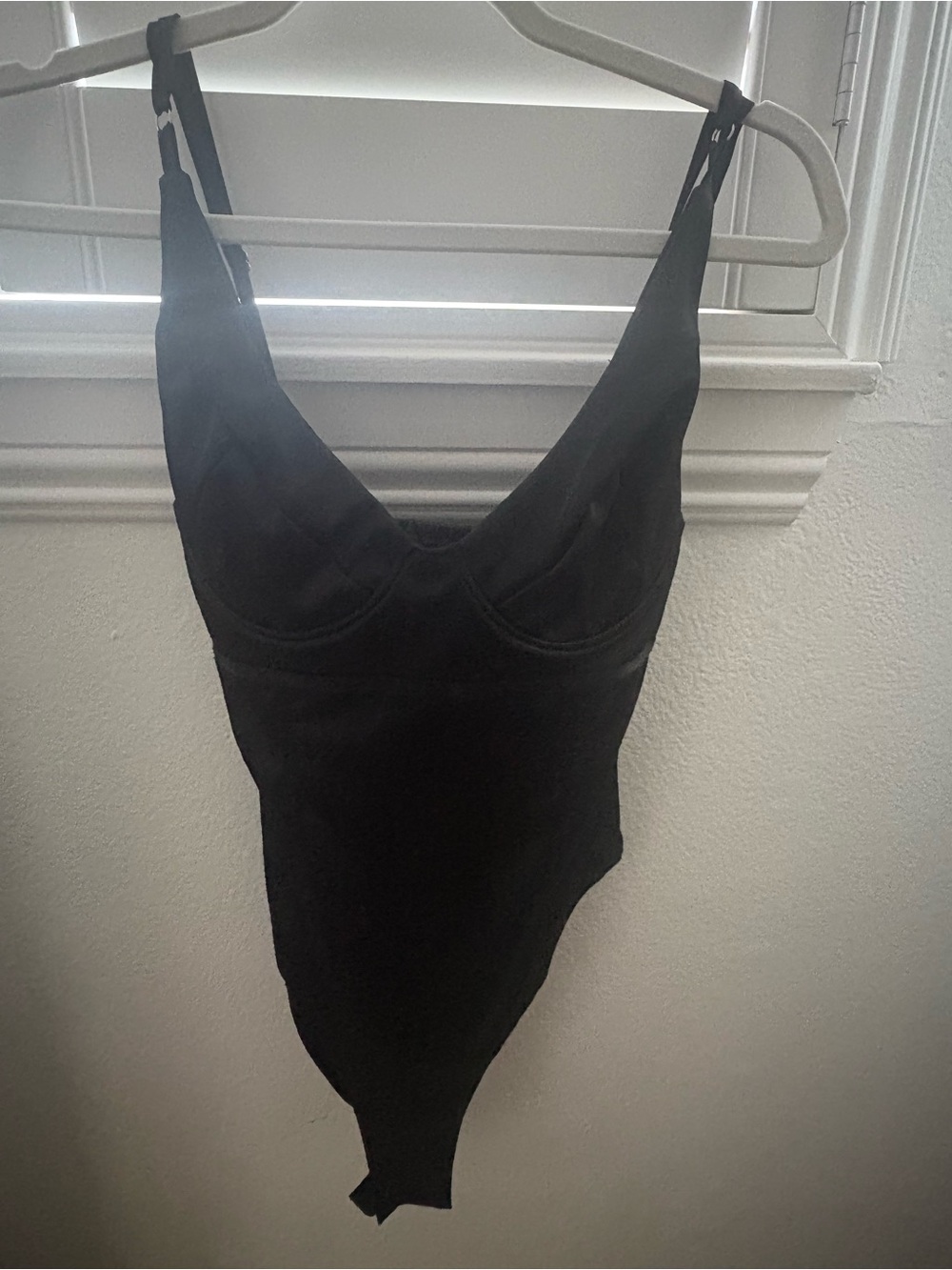 Fashion Nova Black V-Neck Bodysuit with Adjustable Straps